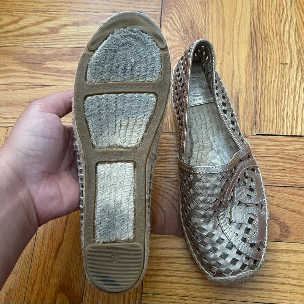 Tory Burch Gold Laser Cut Espadrilles